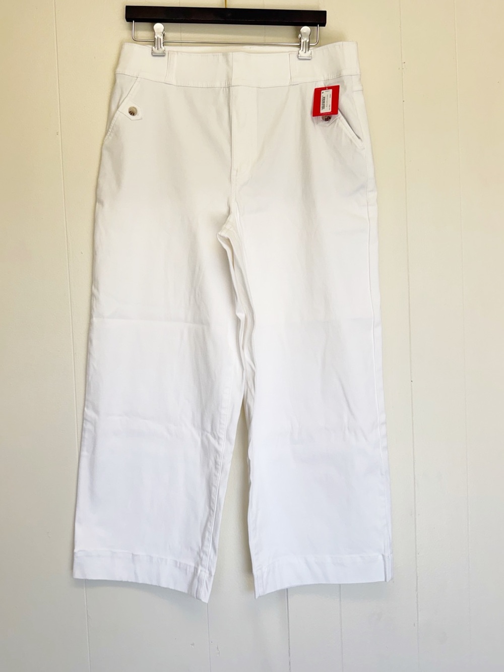 NWT SPANX Stretch Twill Cropped Wide Leg Pant Large Bright White 1X - Picture 5 of 14